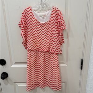 Rachael & Chloe Girls' Red and White Chevron Casual Dress